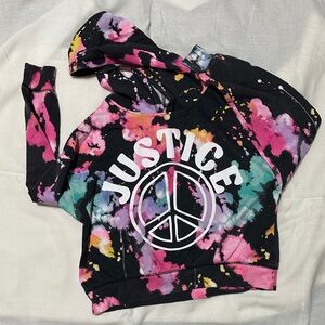 Justice Kids Colorful Tie-Dye Hoodie - Black, Pink, and Teal